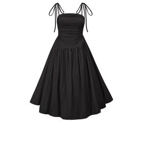 Amy Lynn Alexa Black Puffball Cotton Dress, M